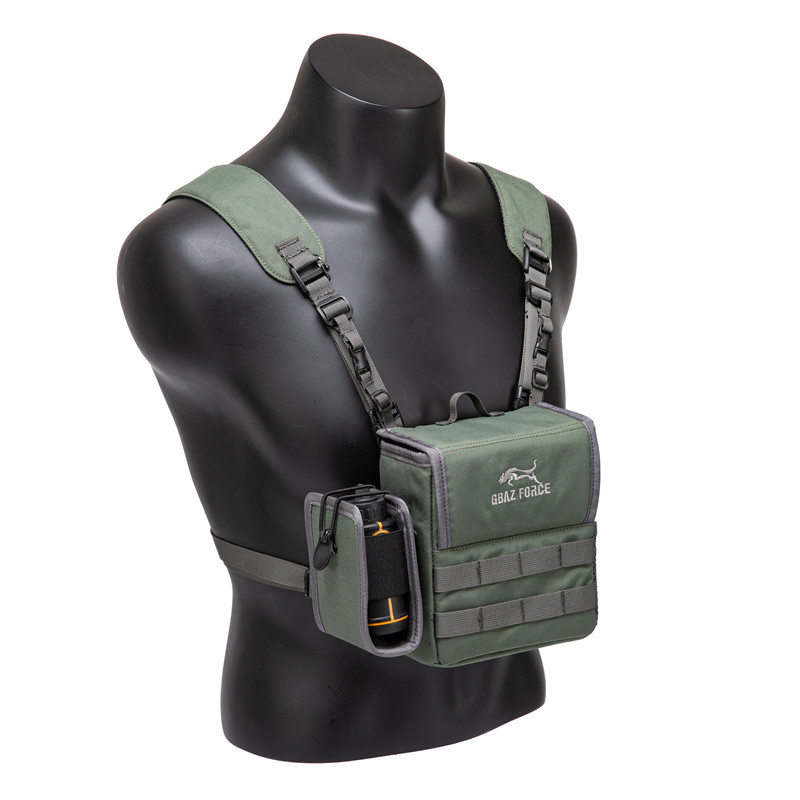 Harnais de sac binoculaire à contrôle magnétique avec pochette pour télémètre (vert)